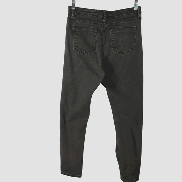 Asos Denim Black Jeans 30 x 24.5 High Rise Cropped Distressed Stretch Skinny - Picture 3 of 8